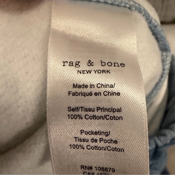 rag & bone Miramar Fleece Wide Leg Jeans in Cloudy - Picture 7 of 8